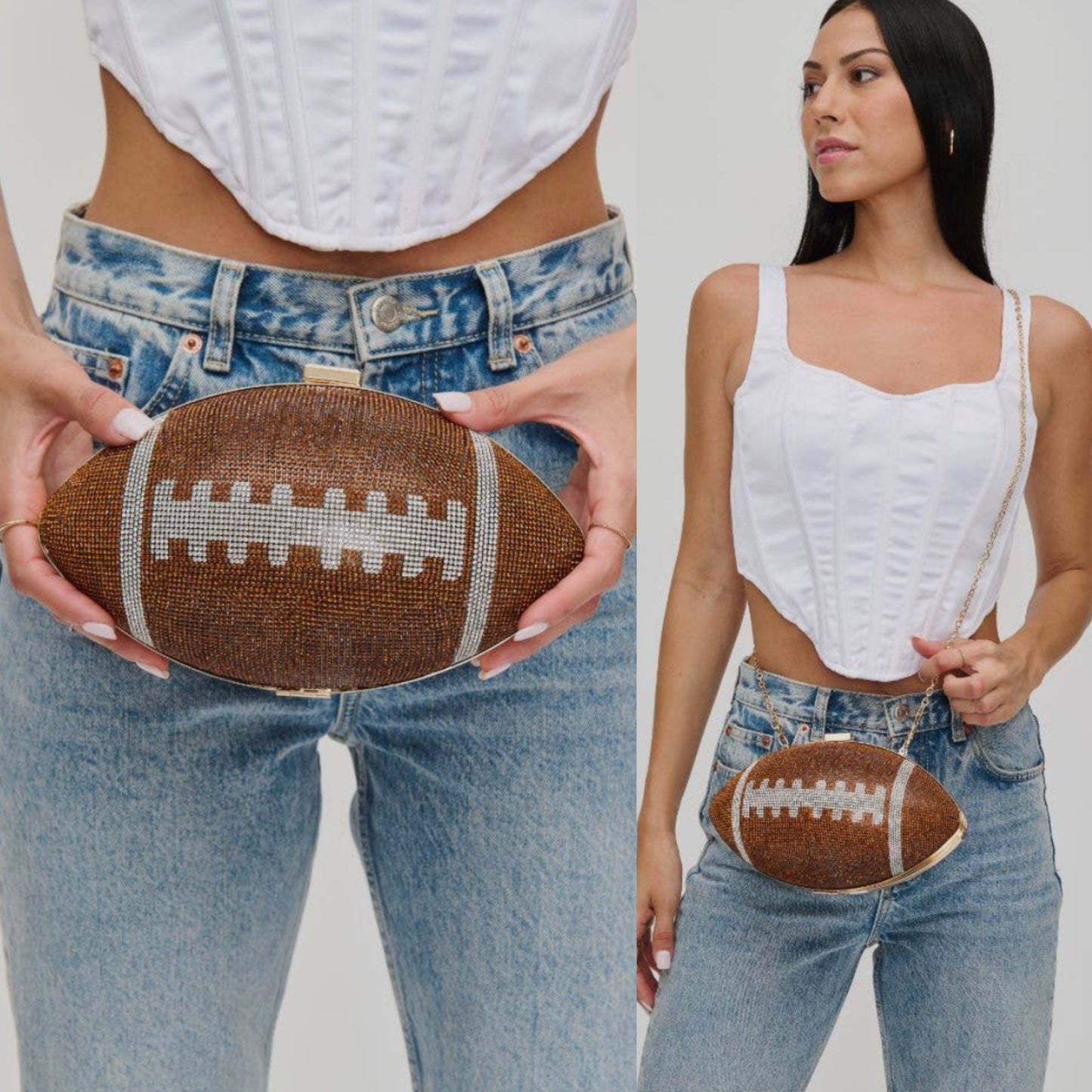 Rhinestone Football Purse